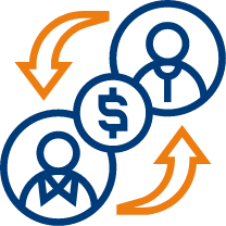 Icon depicting monetary transaction cycle